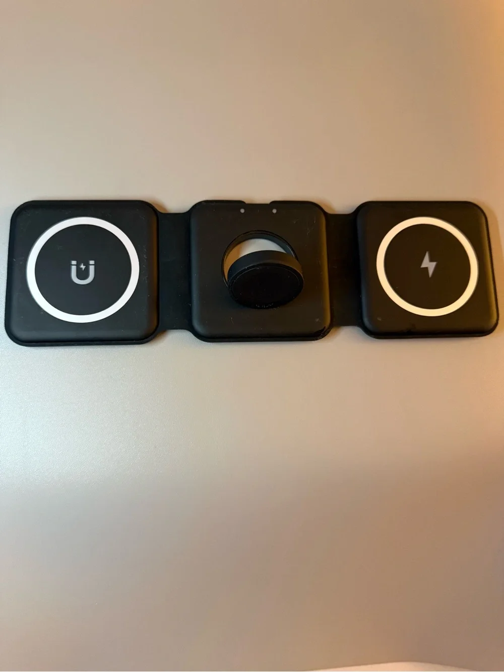 3-in-1 Foldable Wireless Charging Station Black MagSafe Watch Earbuds